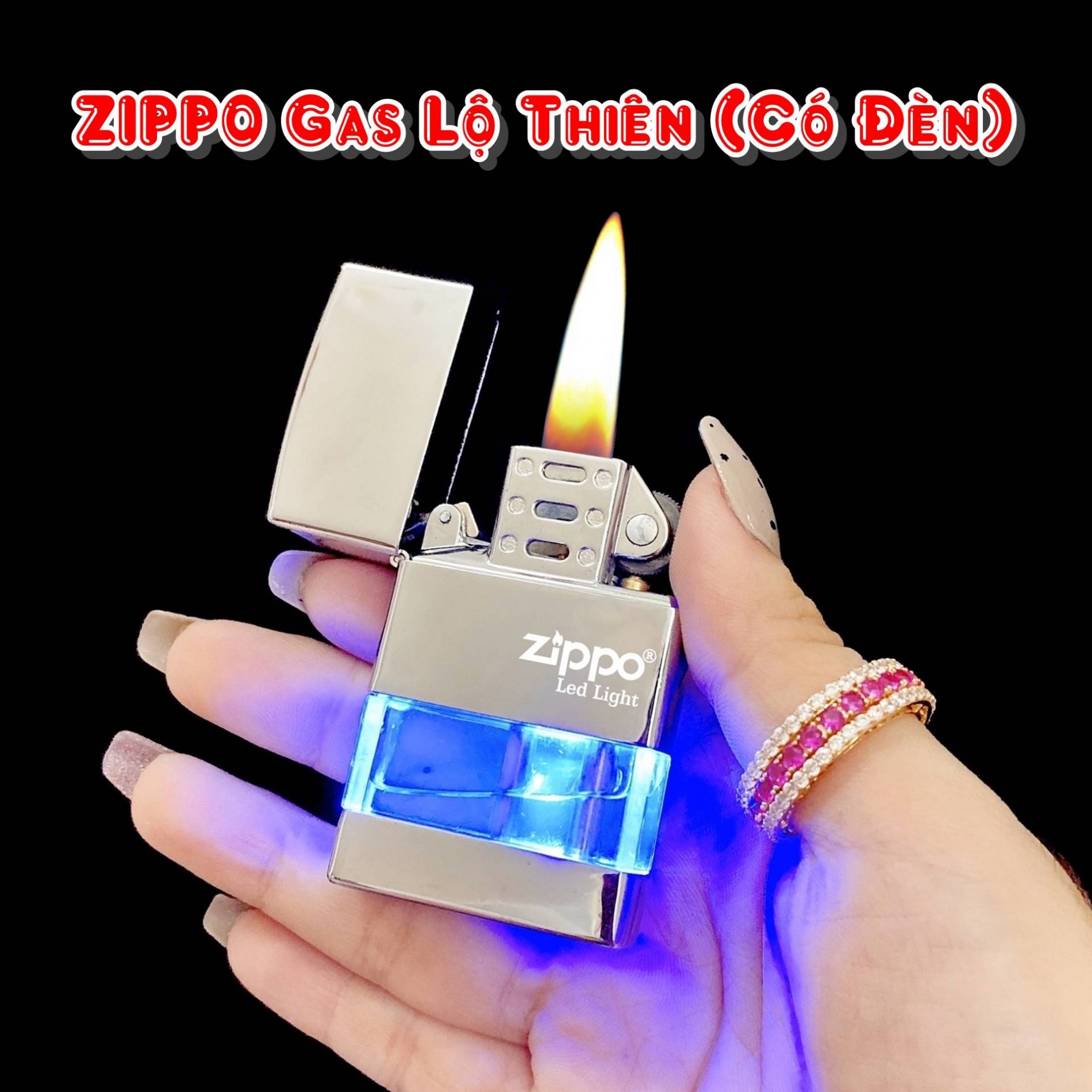 BẬT LỬA- ZIP_PO- GAS LỘ THIÊN (CÓ ĐÈN ) - (XÀI GAS)