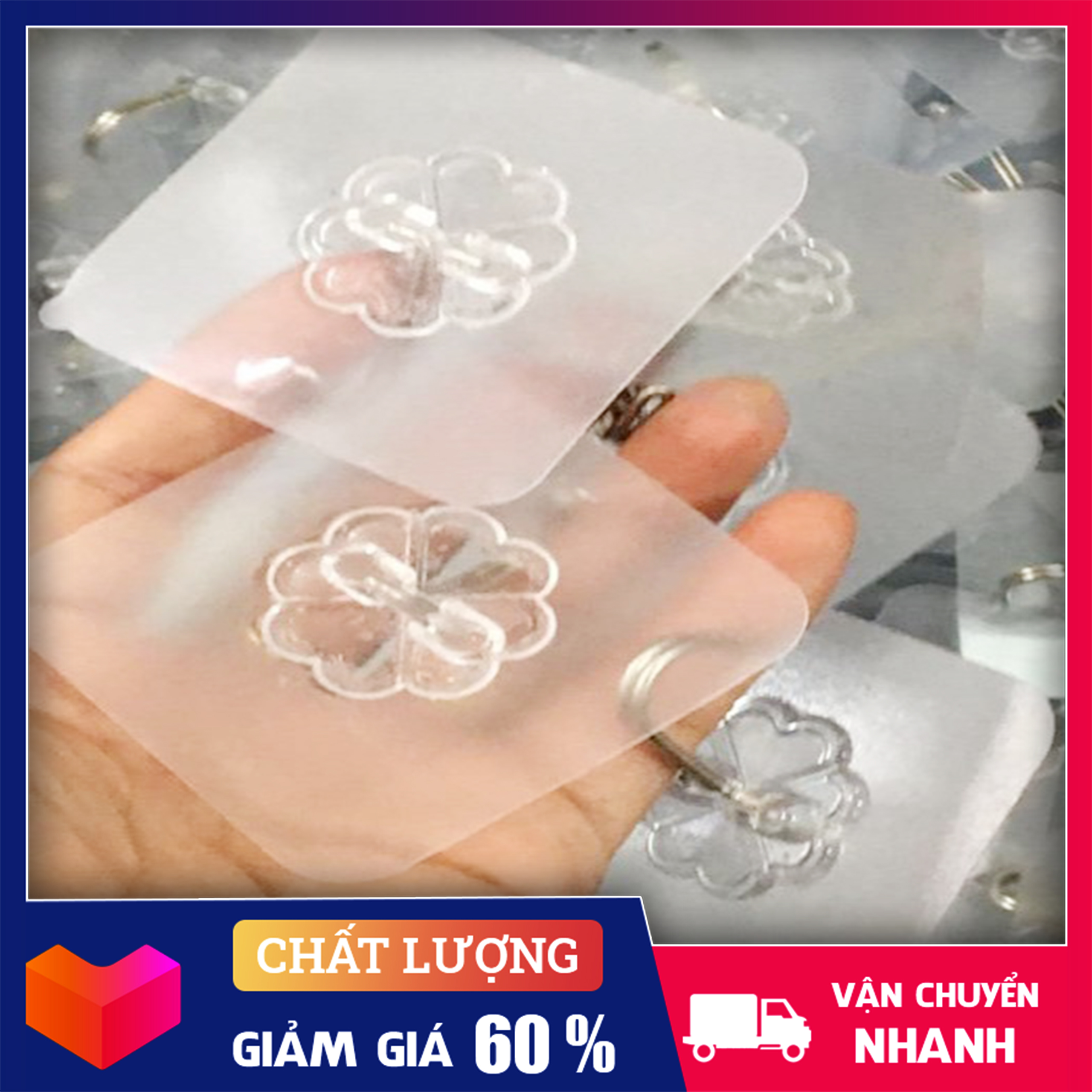 COMBO 10 -20 Móc Dán Tường Treo Đồ Đa Năng Chịu Lực Trong Suốt