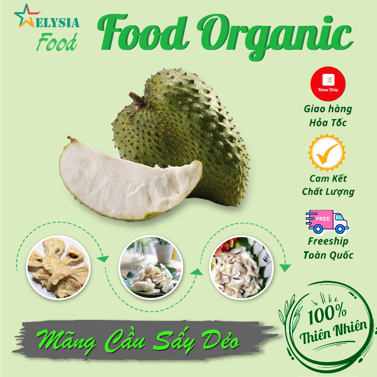 Mãng cầu sấy dẻo, trái cây sấy dẻo thơm ngon giàu chất dinh dưỡng rất tốt cho sức khỏe, ăn vặt, ăn kiêng tốt, trái cây sấy, hoa quả sấy, thực phẩm sấy, túi zip tiện lợi 500g, 200g, 100g -Food Oganic