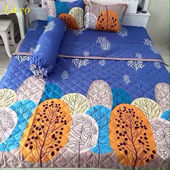 Bộ Ga Gối 3 Món Chất Liệu Cotton Poly Mẫu LÁ CỌ