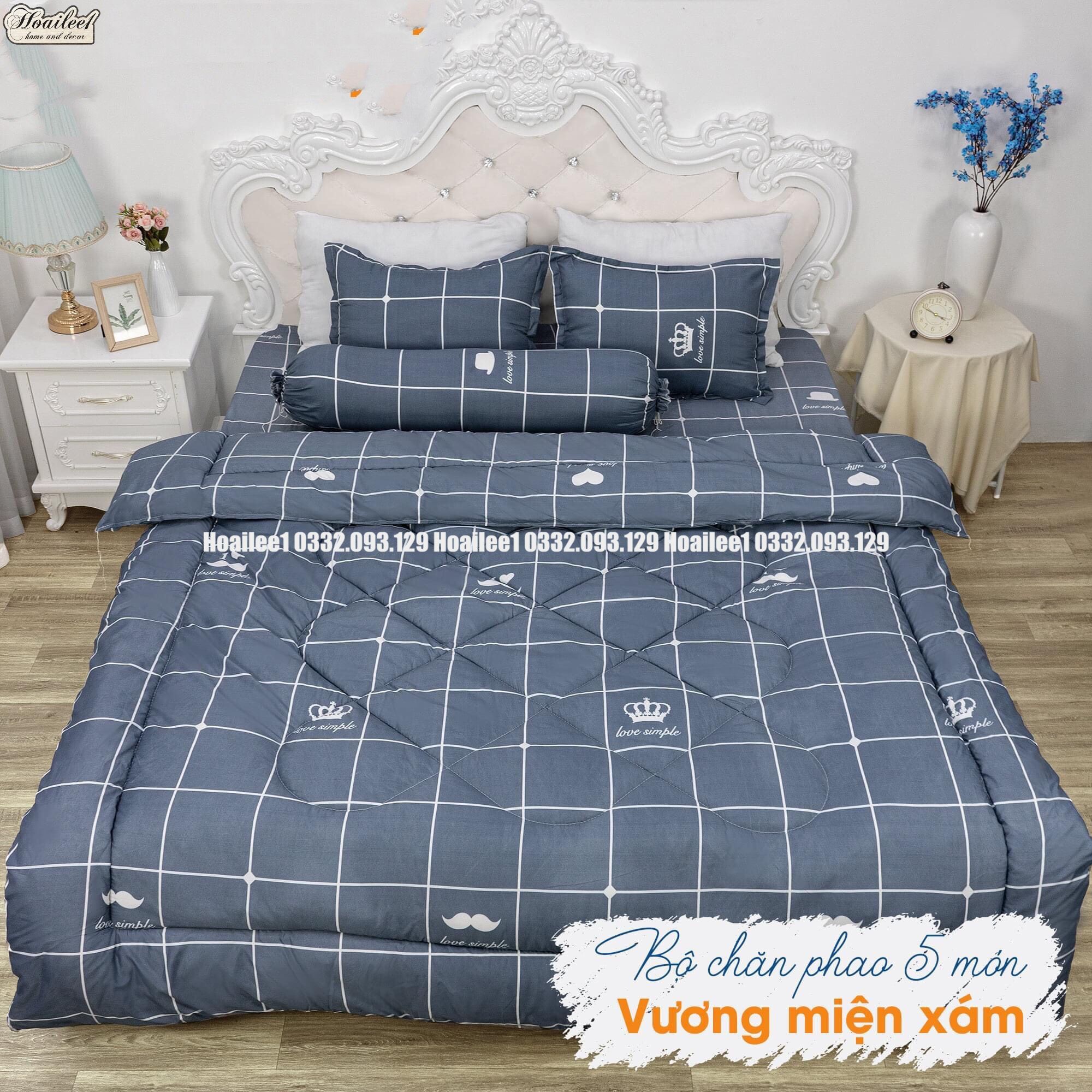 Set phao 5 món bao gồm( 1 chăn phao+1 ga trải giường+2 vỏ gối đầu+1 vỏ ôm) đủ size m6 m8 2m2
