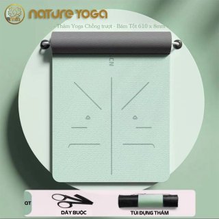Thảm tập yoga Cao Cấp Cao Su Non 8mm định tuyến Kèm túi Đựng thumbnail