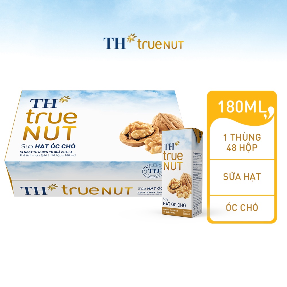 Thùng 48 hộp sữa hạt óc chó th true nut 180ml.
