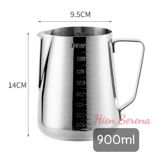 Ca đánh sữa inox (có vạch chia) 350ml - 550ml - 900ml ( inox 304)