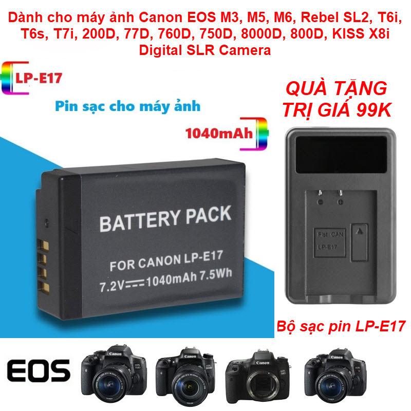 Tặng sạc pin lp-e17 trị giá 99k - 1040mah lpe17 lp-e17 lp e17 digital camera battery for canon eos m3 m5 m6 rebel t6i t7i eos 77d 750d batteries set