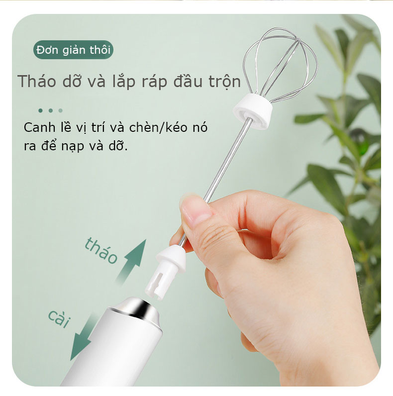 Máy đánh Trứng Cầm Tay Kèm Máy Tạo Bọt Cafe Chạy Điện Sạc USB 3 Tốc Độ Siêu Tiện Lợi
