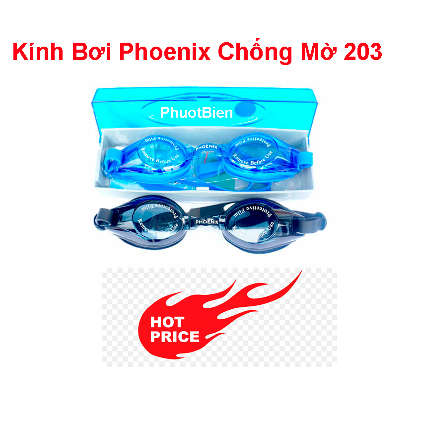 Kính Bơi Phoenix 203 Chống Mờ Màu Xanh & Đen