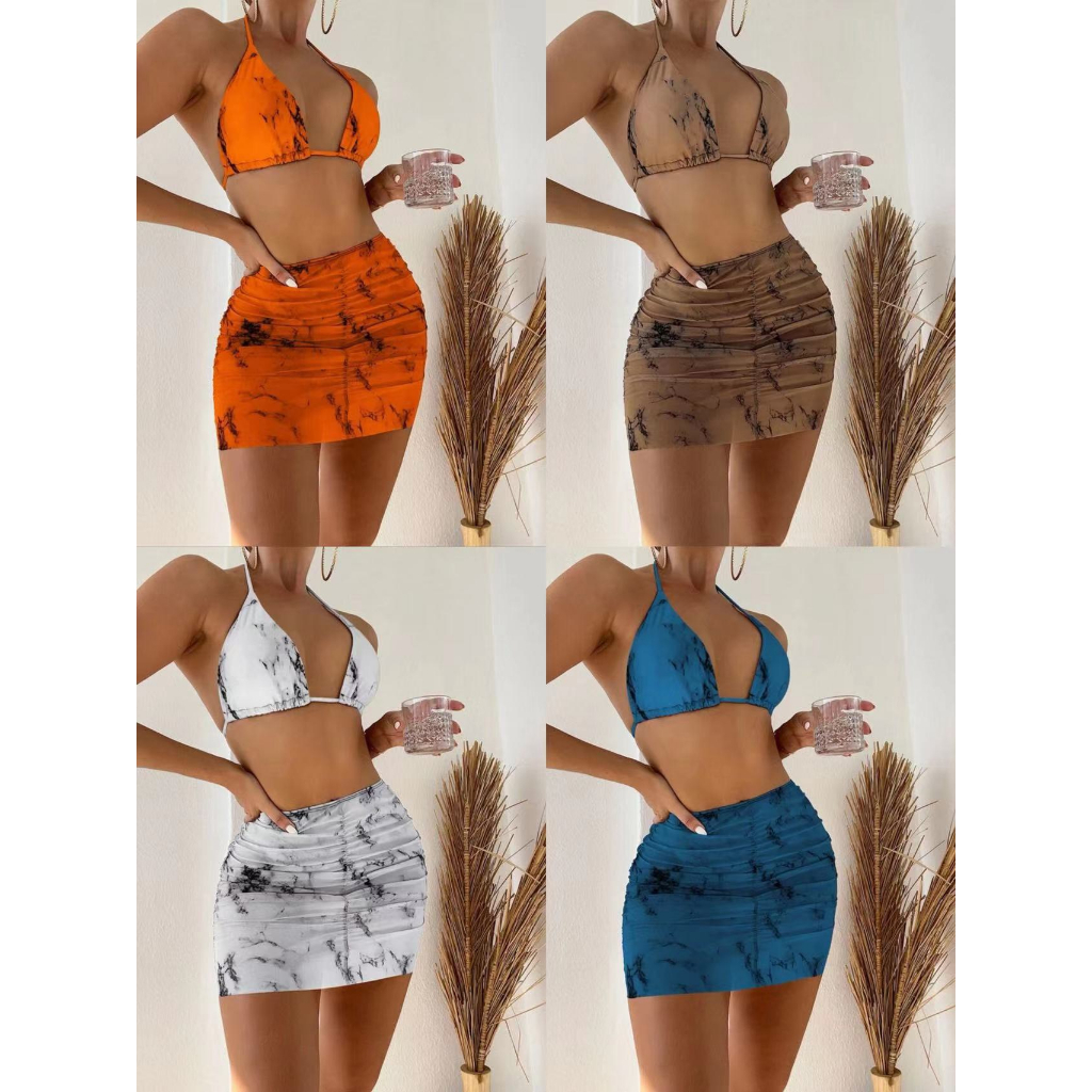 [3 MẢNH] Bikini tam giác họa tiết vân đá