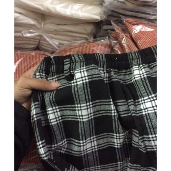 QUẦN CULLOTES CARO ĐEN DÁNG BAGGY CẠP CHUN UNISEX