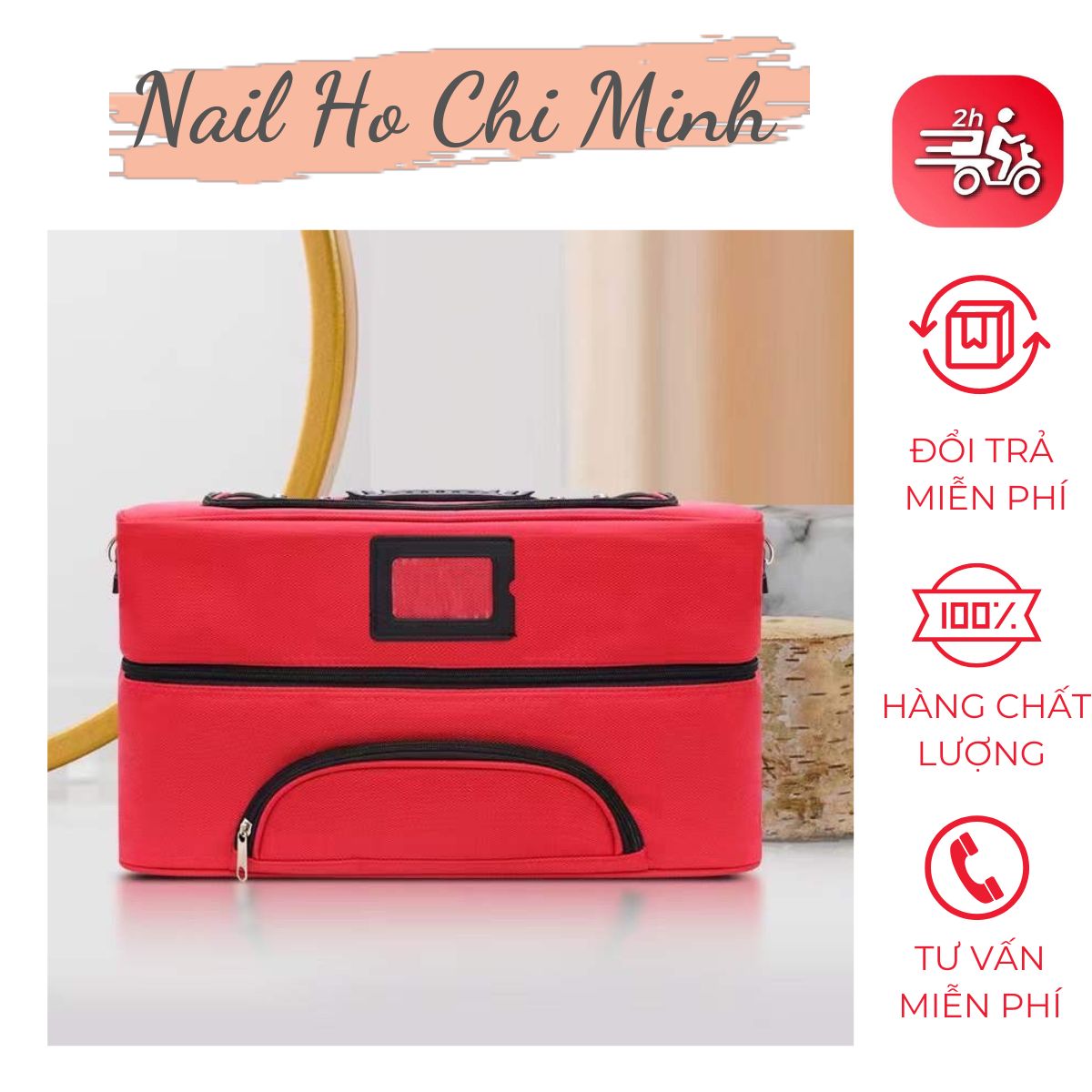 [HCM]Cốp Trang Điểm,Nail ,Phun Xăm 2 Màu Size Lớn, Chất Liệu Vải Dù Có Quai Đeo Rất Tiện Cho Các Bạn Đi Xe Máy.