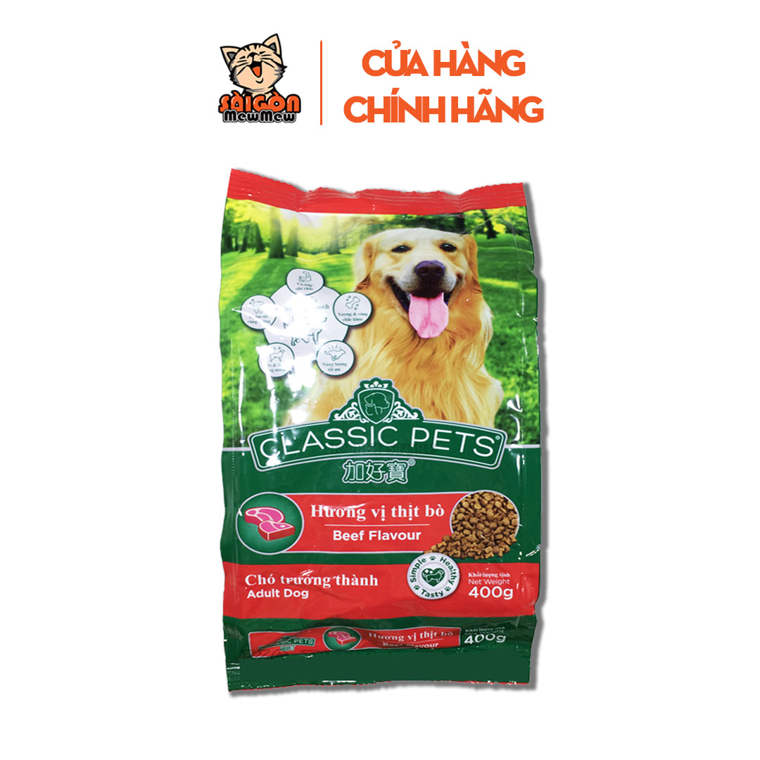 Hạt Classic Pets cho chó trưởng thành hương vị thịt bò gói 400gr