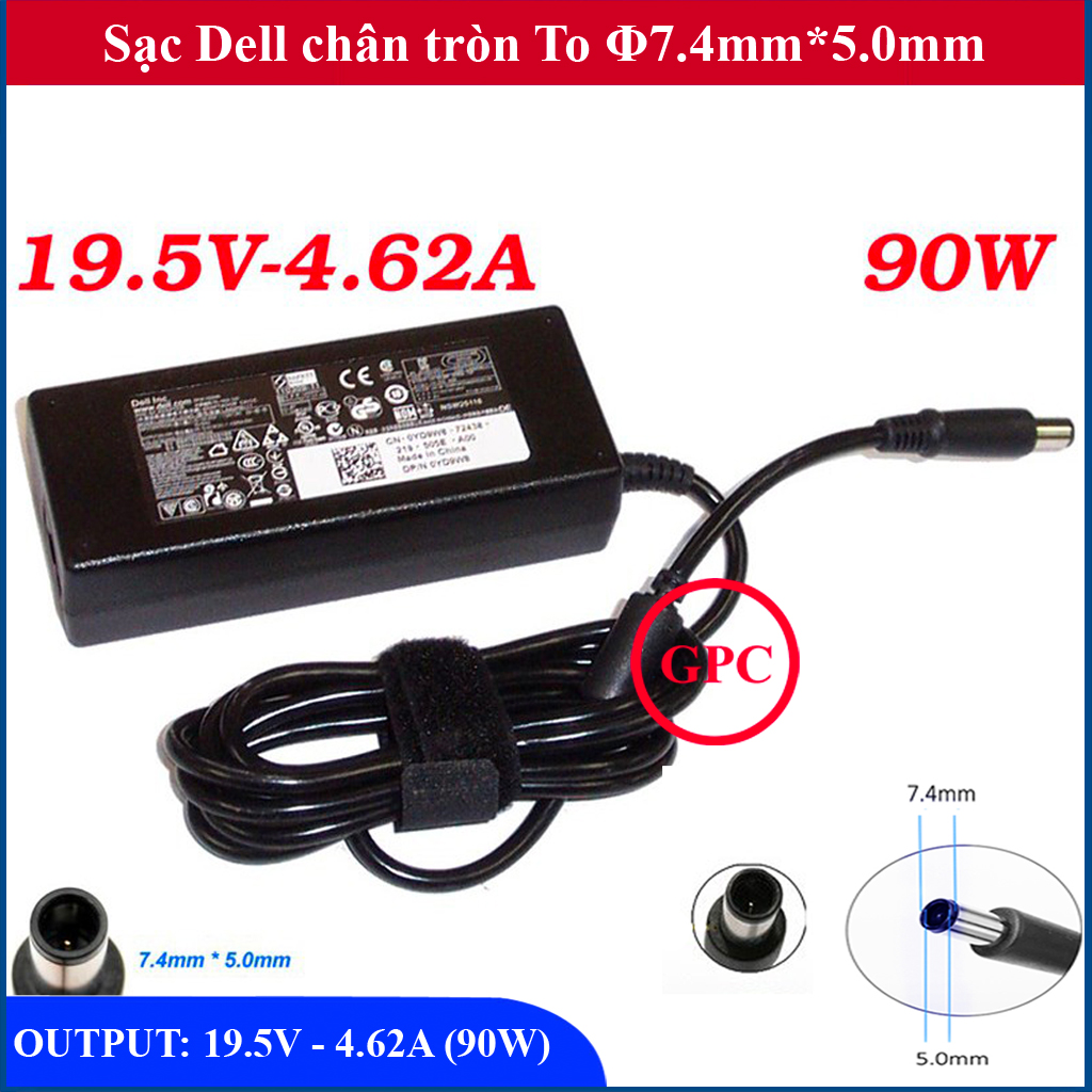 [Chân To] Sạc Laptop Dell Latitude E6420 E6410 E6430 E6520 E6530 E6400 E6220 E6230 E6320 E4300 E4310 Chân Kim To đường kính đầu sạc 7.4mm (ký hiệu Φ7.4x5.0mm)