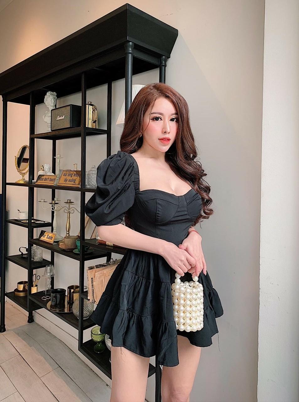 Đầm Voan Kiểu Tay Phông Cổ Vuông Dáng Xòe Quyến Rũ TTS0684