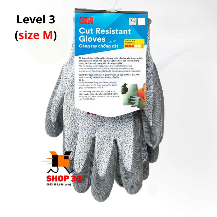 Găng tay chống cắt 3M-Mỹ, 3 cấp độ (Lv1, Lv3, Lv5)