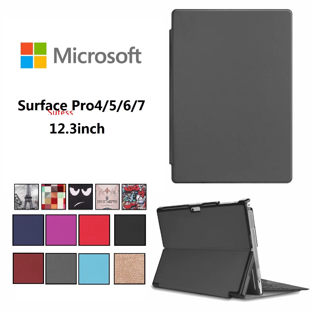 Ốp da bảo vệ có từ tính có chân đỡ thông minh cho microsoft surface pro 7 / 6 / 5 / 4 12.3 inch