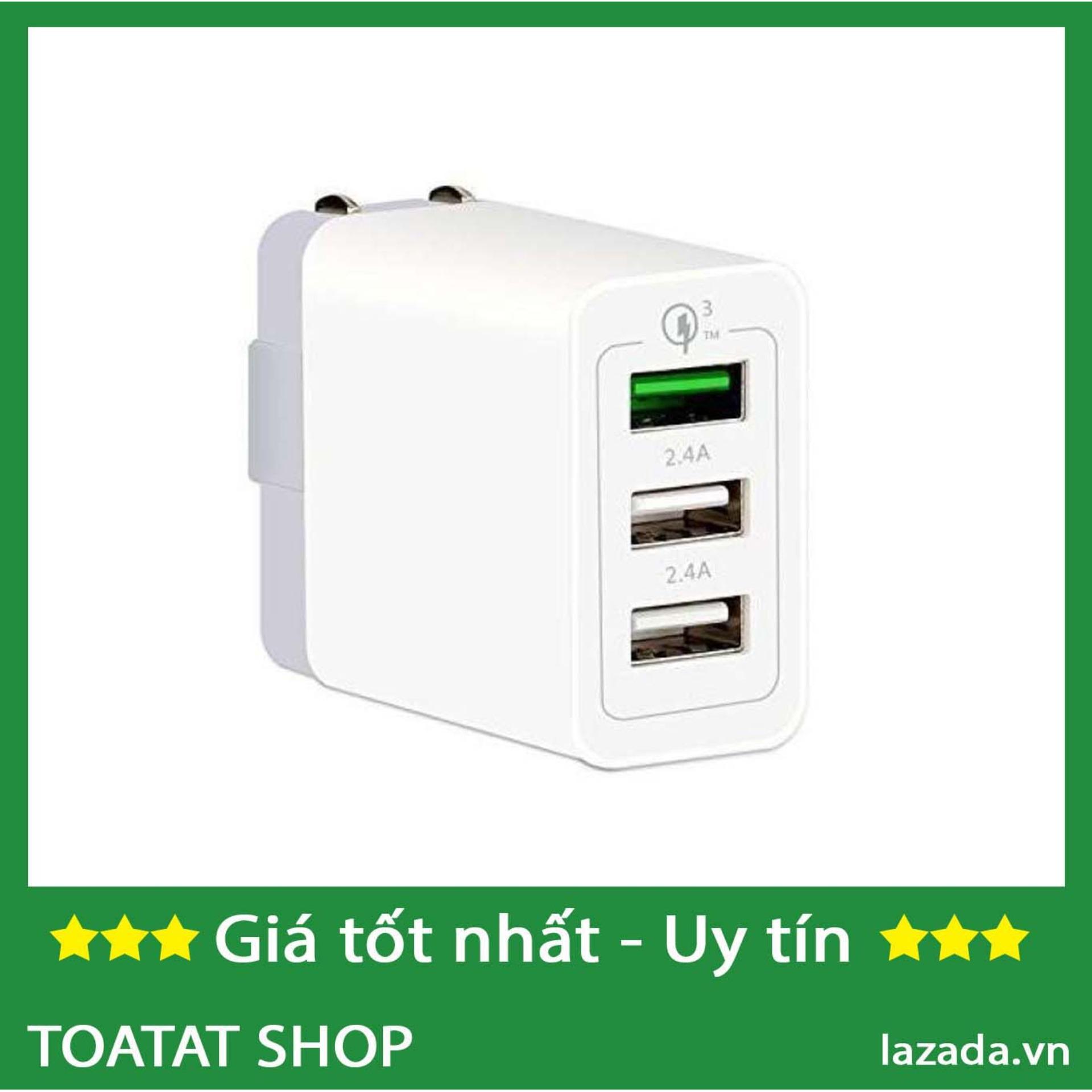 Sạc nhanh Qualcomm 3.0 với 3 cổng siêu bền, siêu nhanh ( Không kèm dây sạc)