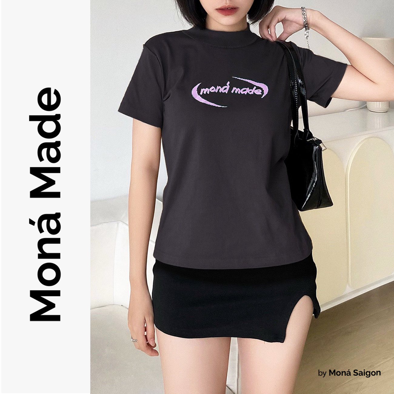 [VOUCHER 12%/149K] Áo thun baby tee MONÁ - TERRA ĐEN