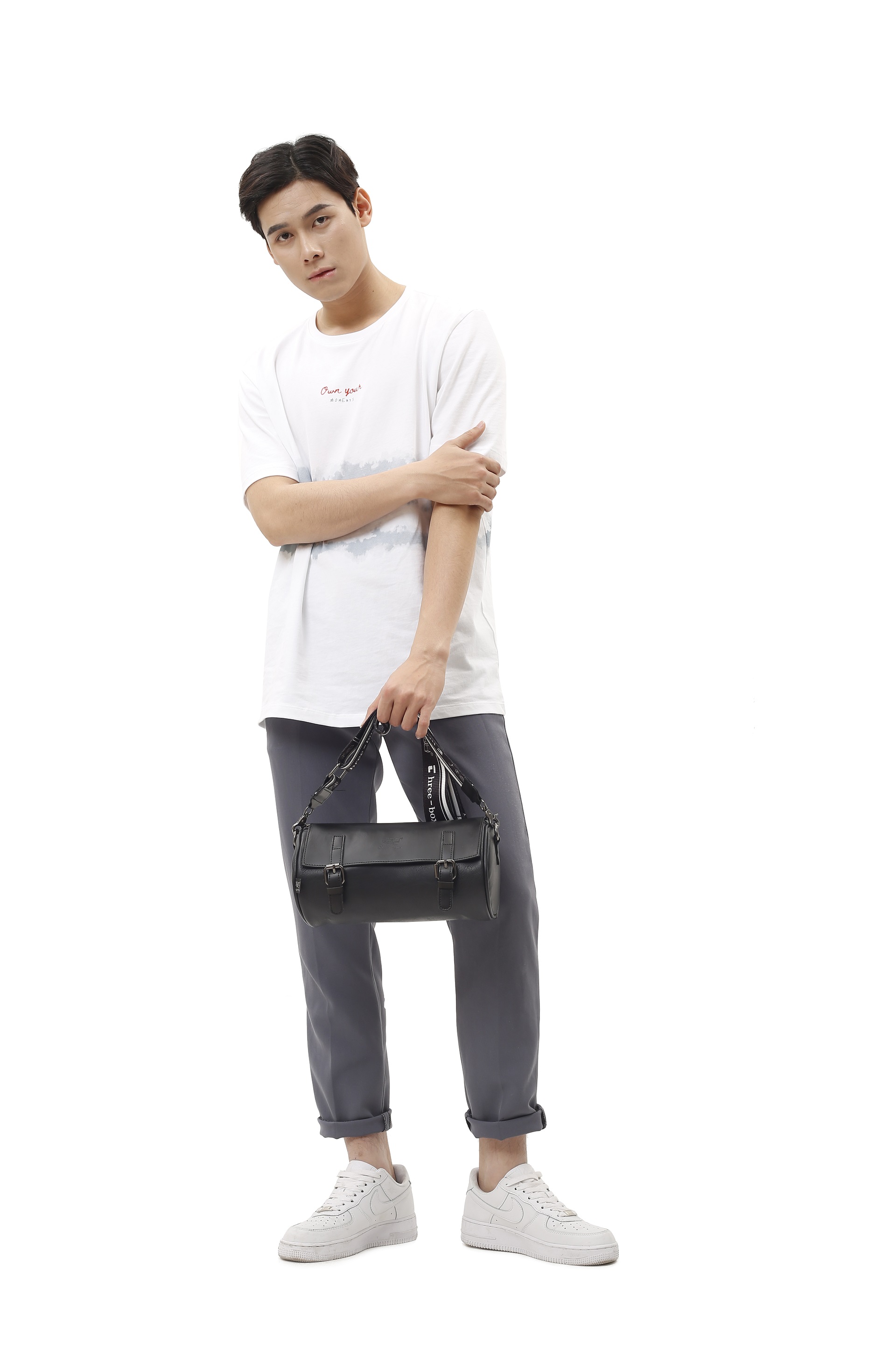 Túi da đeo chéo trống Unisex Three-Box - MS6393