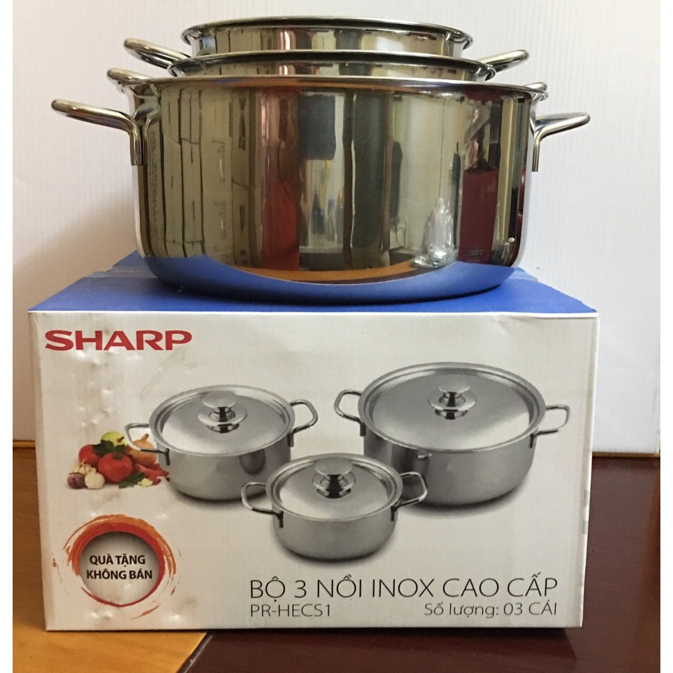 Bộ 3 Nồi Inox 1 Đáy - Quà Tặng Từ Sharp