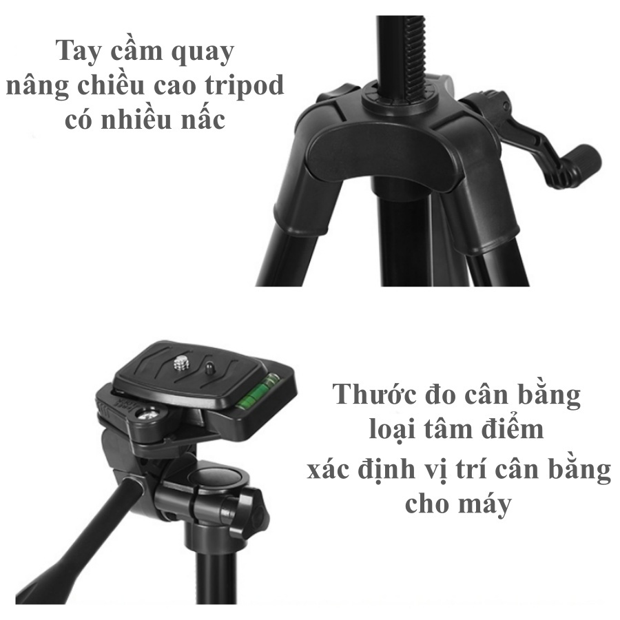 [ Mua 1 tặng 1 món quà ] Chân đế điện thoại và máy ảnh 3366 có remote Bluetooth và túi đựng