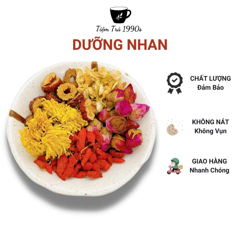 Trà Dưỡng Nhan Tiệm Trà 1990s 7 Vị (Hoa Cúc; Nụ Hoa Hồng; Long Nhãn; Kỷ Tử; Táo Đỏ, Cỏ ngọt, Hoa Nhài ) (Ảnh Thật 100%)