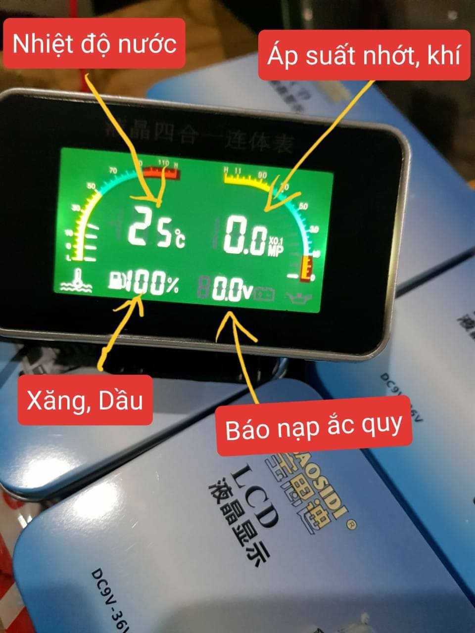 Đồng hồ báo 4 chế độ báo nhớt,báo nhiệt độ,báo . báo nhiên liệu.báo ắc quy