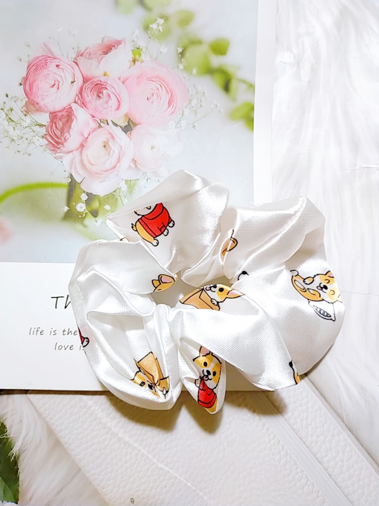 Dây cột tóc vải scrunchies hình thú - hình bò sữa