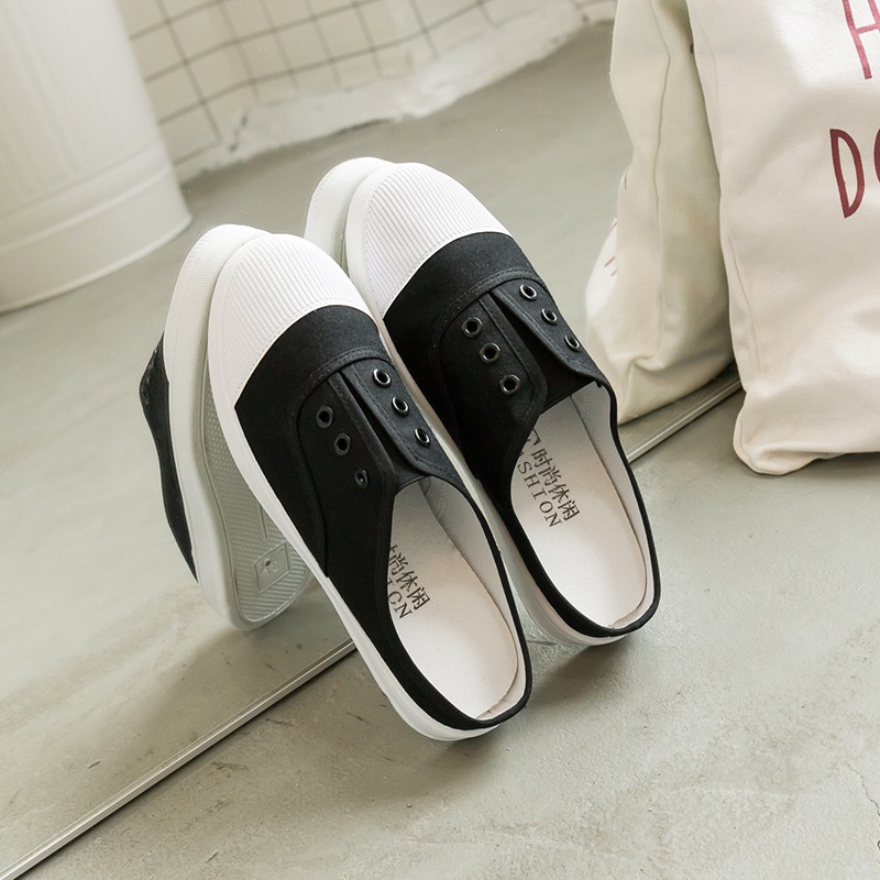 Giày bata đạp gót ☘️FREESHIP☘️giày vải canvas trẻ trung