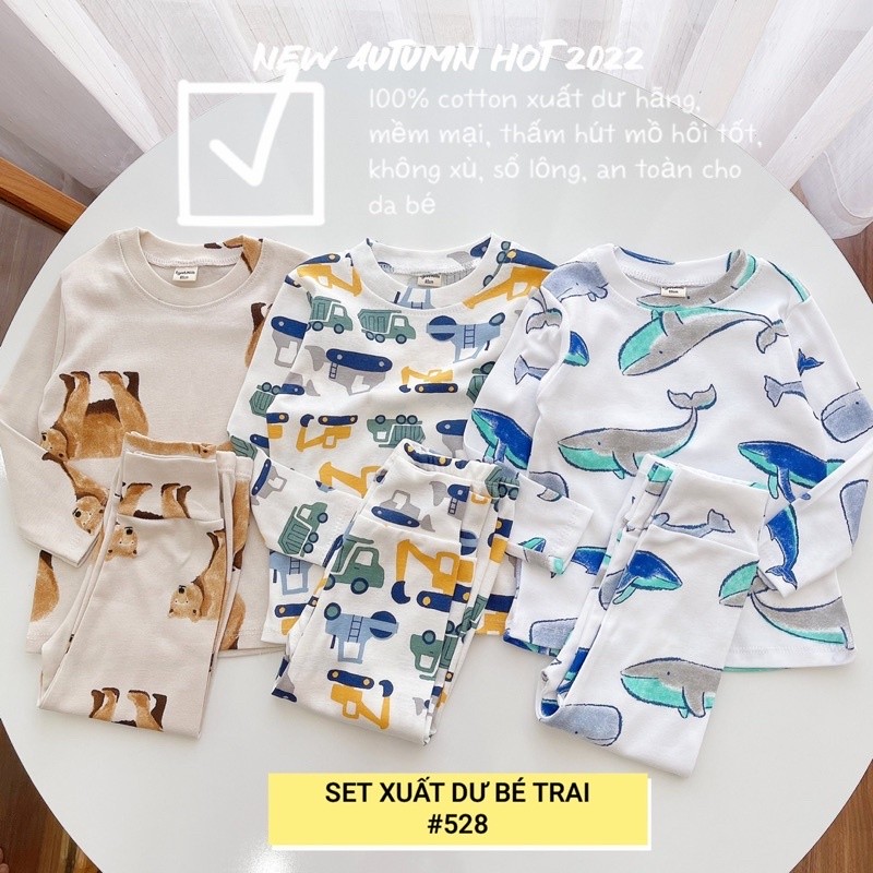 SET 3 BỘ COTTON XUẤT DƯ CHO BÉ TRAI