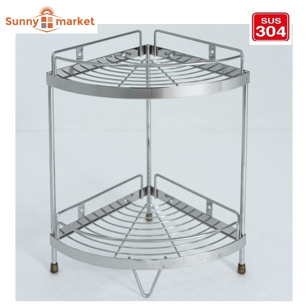 Kệ góc nhà tắm 2 tầng inox sus 304 cao cấp kích thước 24x24x42 cm
