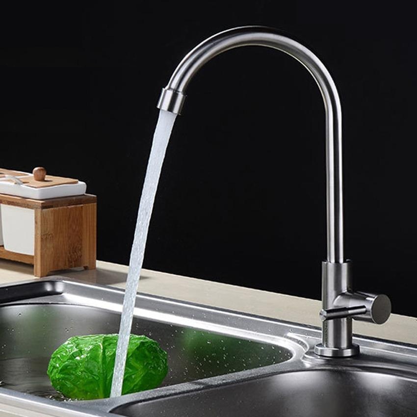 Vòi rửa chén bát lạnh inox 304 quay 360 độ dùng cho 2 hộc chậu