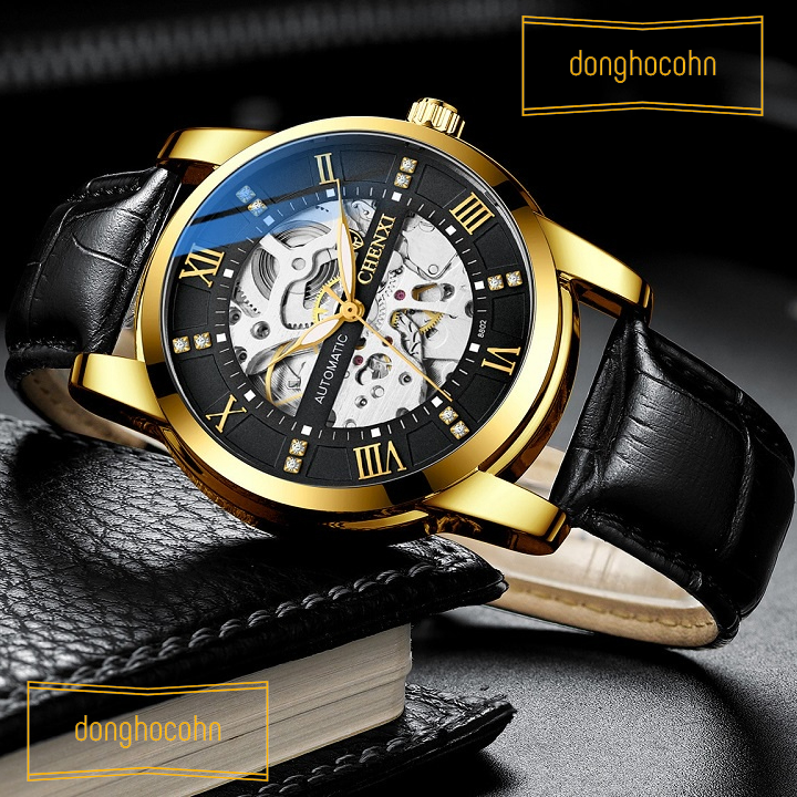 Đồng mechanical watch automatic men Chenxi leather cord exposing machine automatic high-end cx-8802