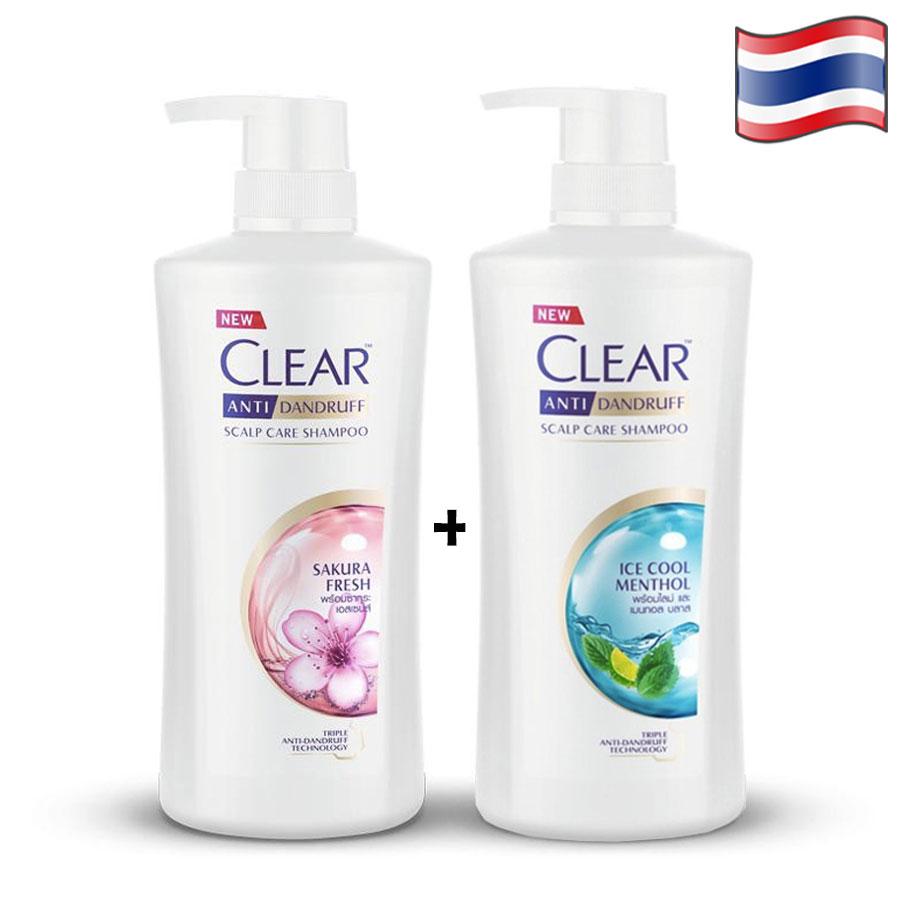 2 CHAI DẦU GỘI CLEAR BẠC HÀ VÀ CLEAR HOA ANH ĐÀO- 400ml/chai
