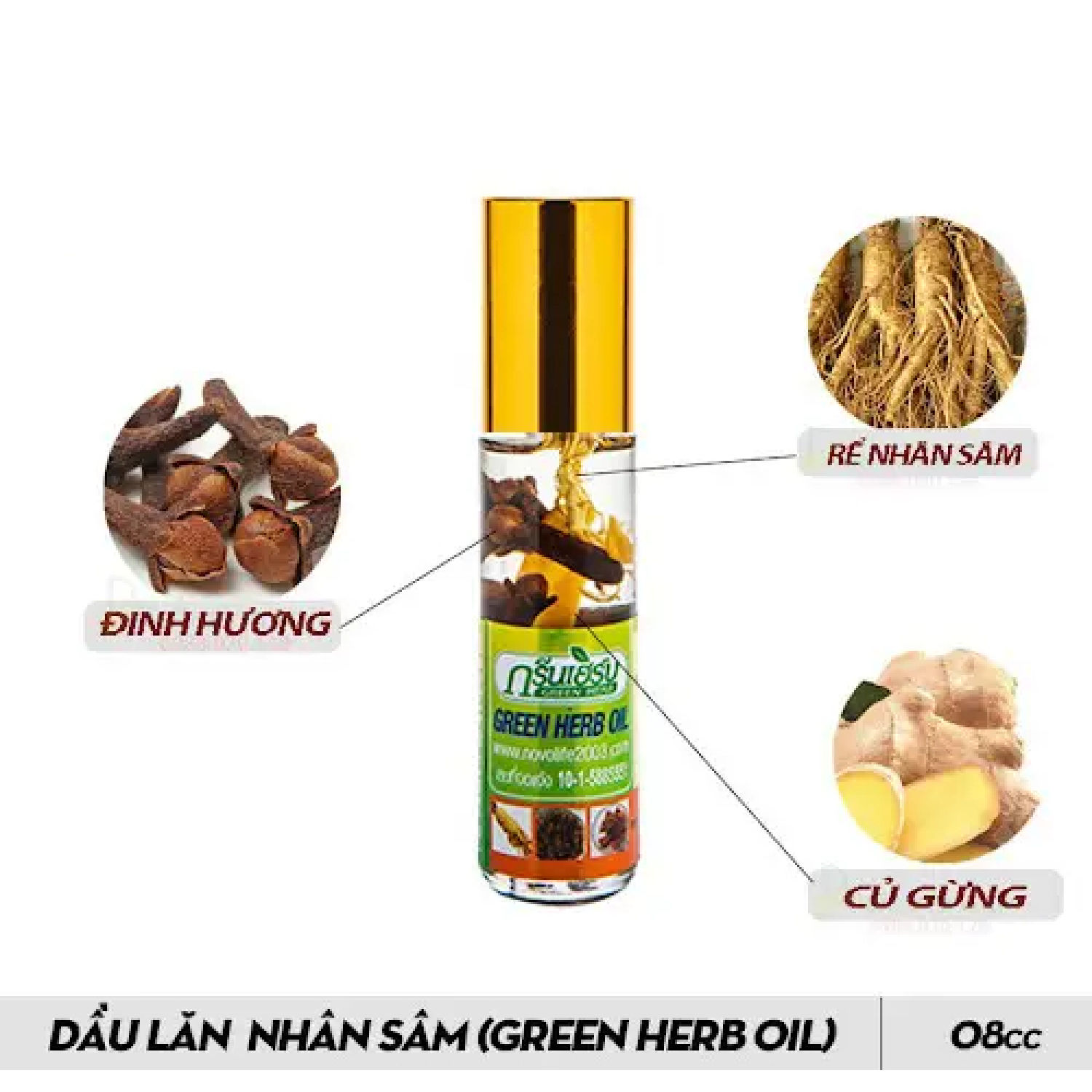 [Thái Lan] Dầu Sâm Lăn Thảo dượᴄ Green Herb Oil 8ml