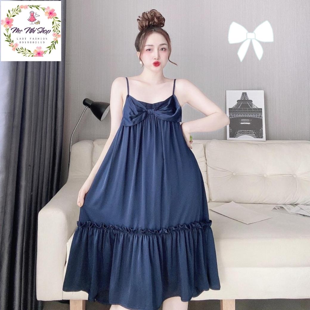 Đầm ngủ hai dây , Đầm lụa Latin lụa cao cấp [ảnh thật]
