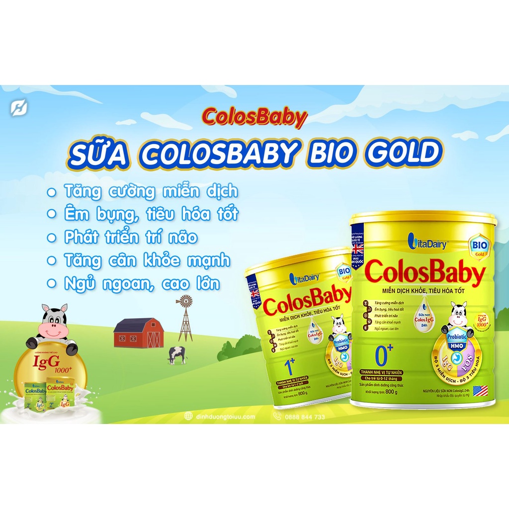 [Date mới, Mã QR] Sữa bột Colosbaby Bio Gold 0+, 1+, 2+ (800g)