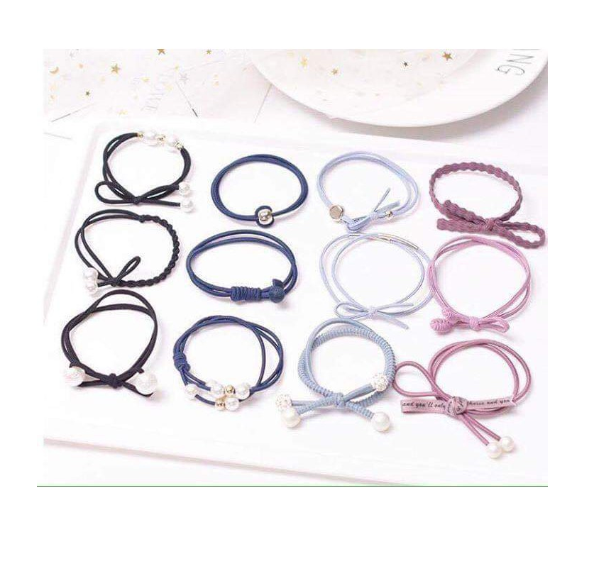 Set 12 dây cột tóc co giãn phong cách hàn quốc cho nữ