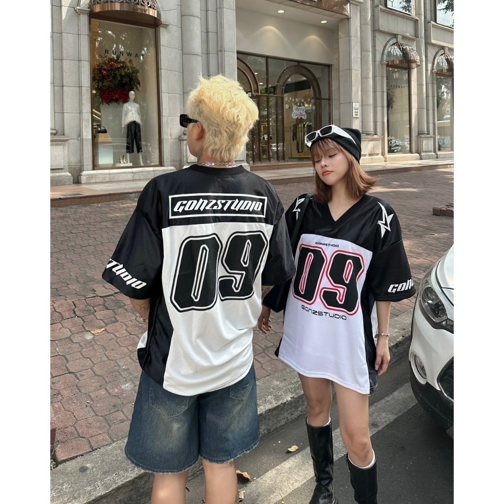 Áo Phông Cổ V Số 09 GONZSTUDIO Chất Liệu Cotton Form Rộng OverSize