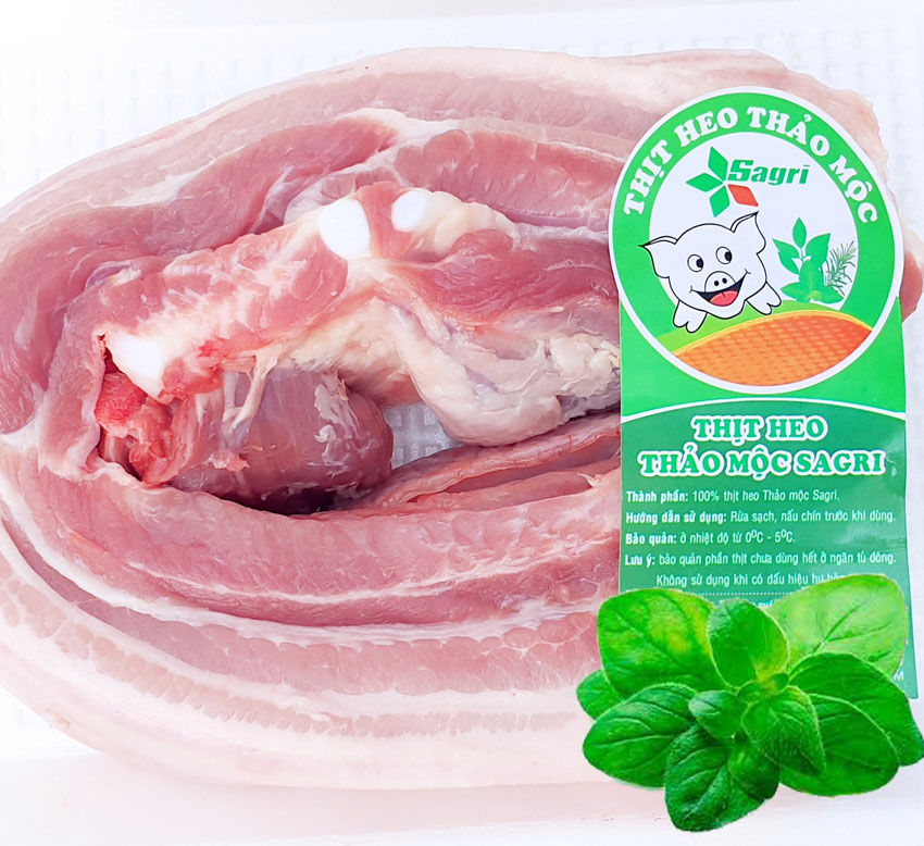 Ba rọi rút sườn Heo Thảo mộc Sagri 1kg