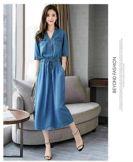 [HCM]ĐẦM JEAN XOÈ PHỐI DÂY RÚT EO