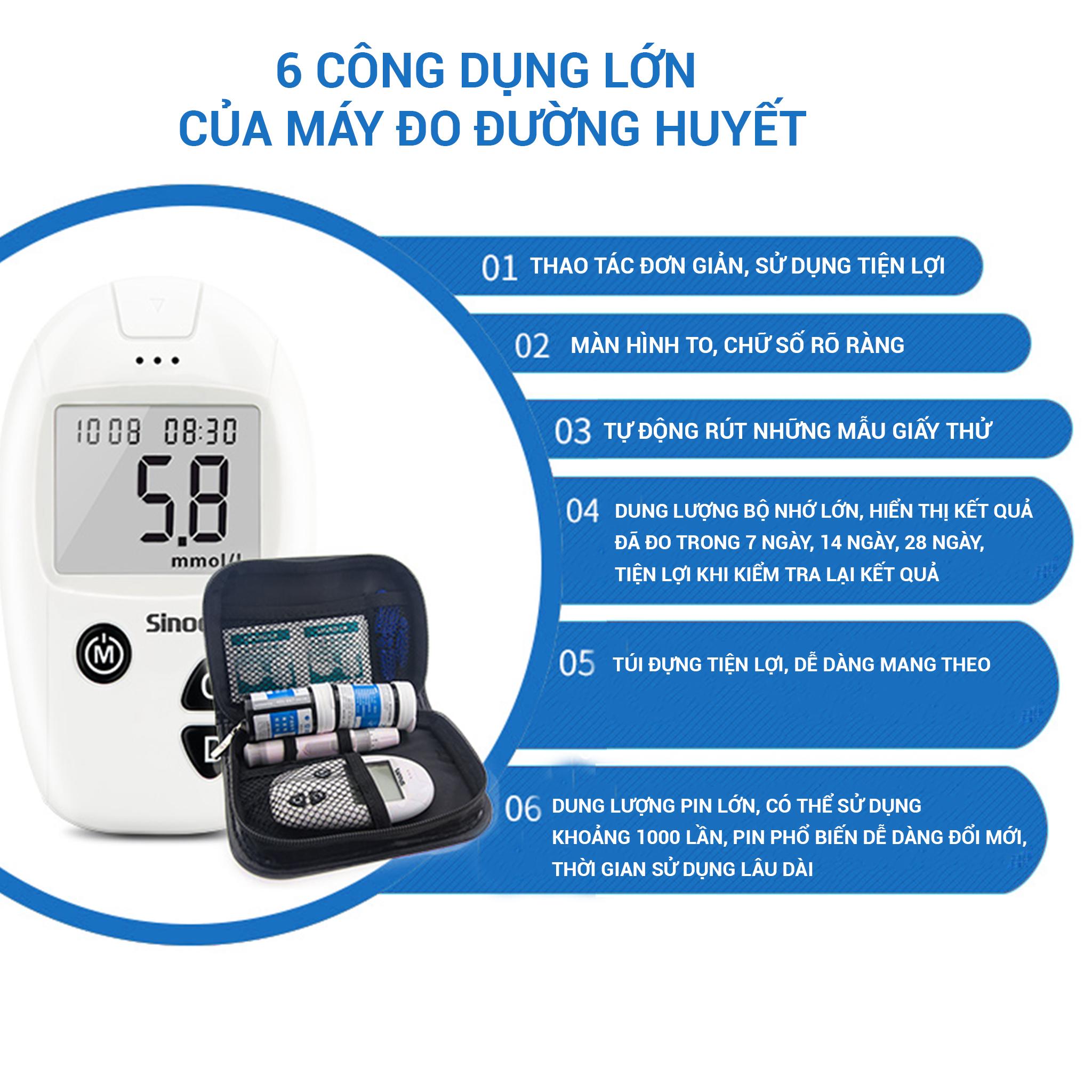 WeCare Sinocare Safe Accu Máy đo đường huyết  (Tặng kèm 100 Que thử Và 100 Kim)