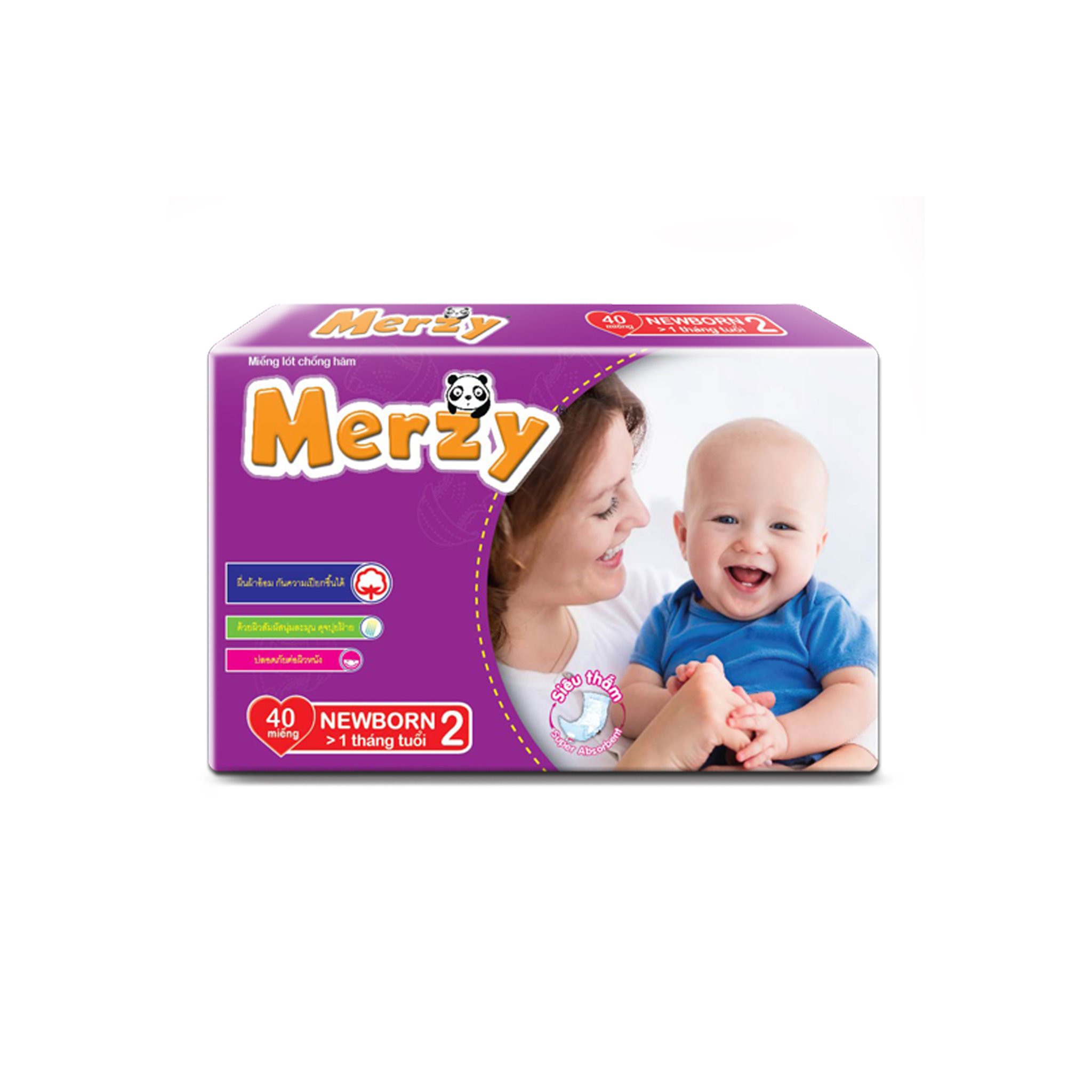 Miếng lót Newborn Merzy ( gói lớn 56 miếng cho bé từ sơ sinh tới 1tháng tuổi )