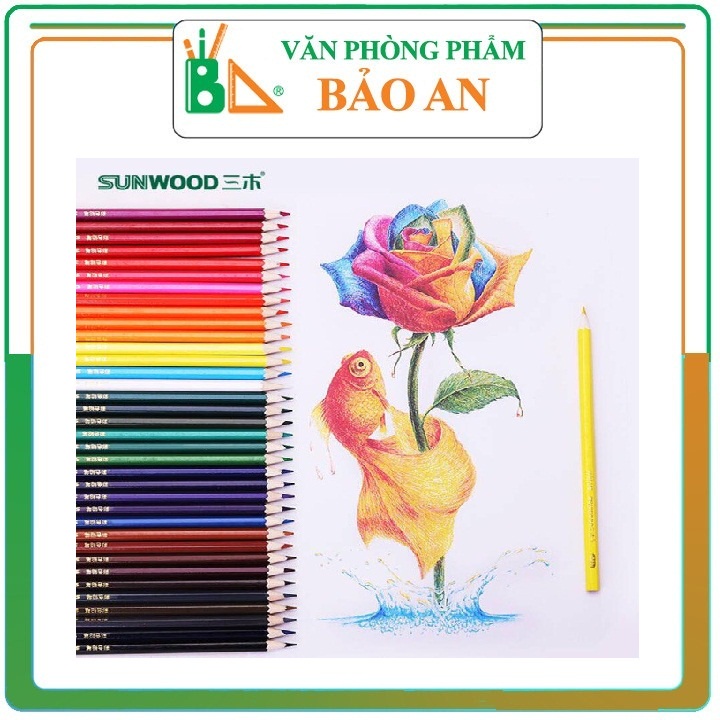 Bút Chì Màu 12 Màu Sunwood X5795-12 - Văn phòng phẩm Bảo An