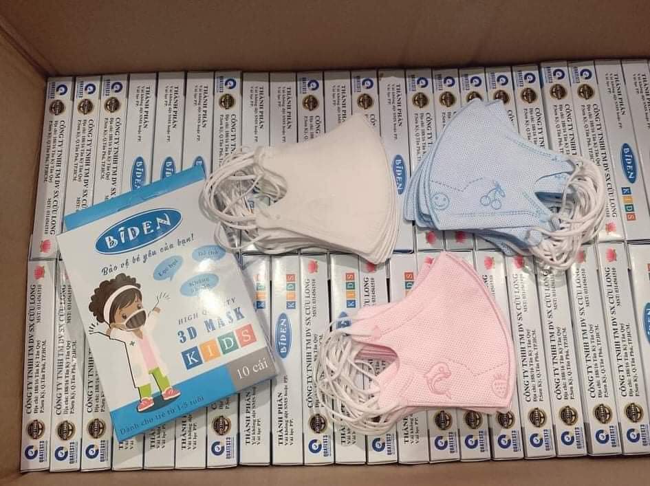 khẩu trang 3d mask Biden Cửu Long cho bé với cấu trúc 3d ôm gọn khuôn mặt