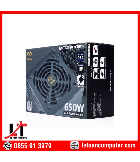 Nguồn Máy Tính Infinity ECO 650W (80 Plus/Active PFC/Single Rail) Chính Hãng