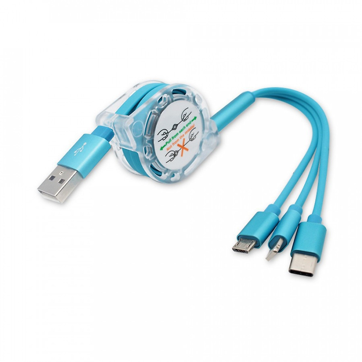 Cáp sạc 3 đầu dây rút tiện lợi