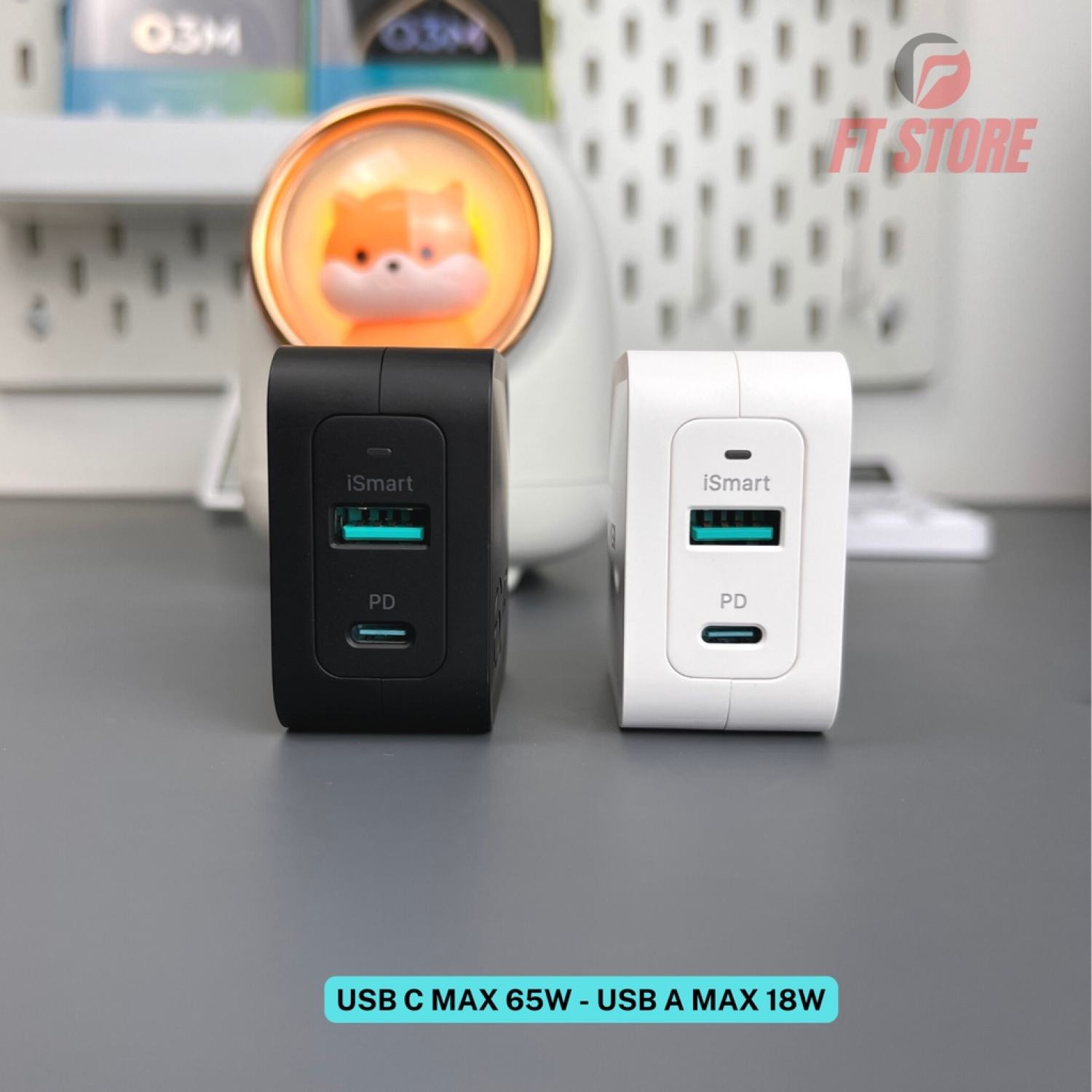 [GIAO HỎA TỐC] Củ sạc RAVPower 2 cổng - 65W PD [GaN tech] RP-PC133/RP-CPCN002 BH12TH