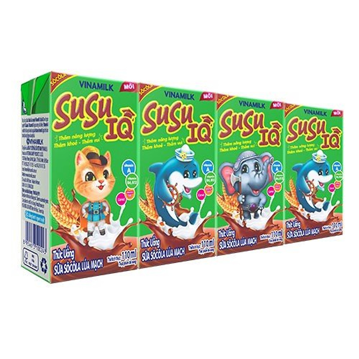 Thùng sữa susu iq socola cacao lúa mạch 110 ml