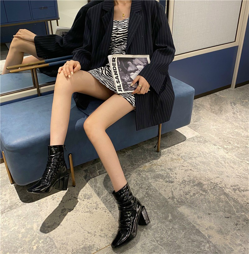 [Hoàn Tiền 15%]Giày bốt cao gót 7p , boot nữ đế vuông 7cm cao cấp