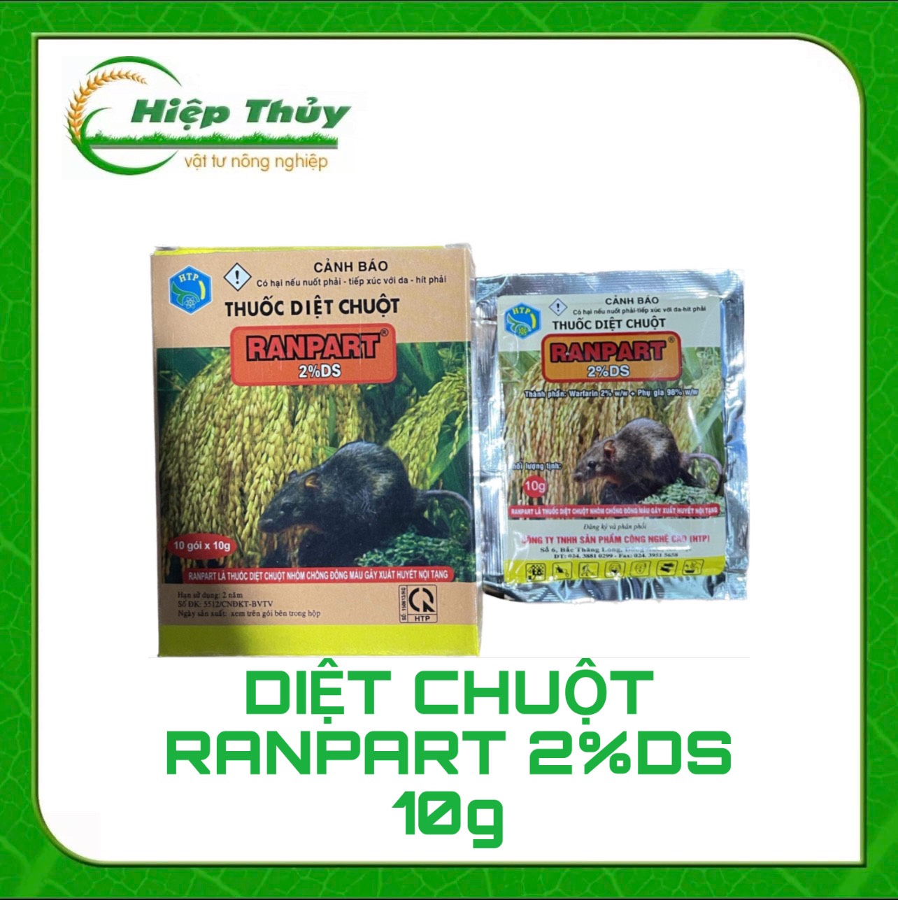 DIỆT CHUỘT RANPART 2%DS gói 10g